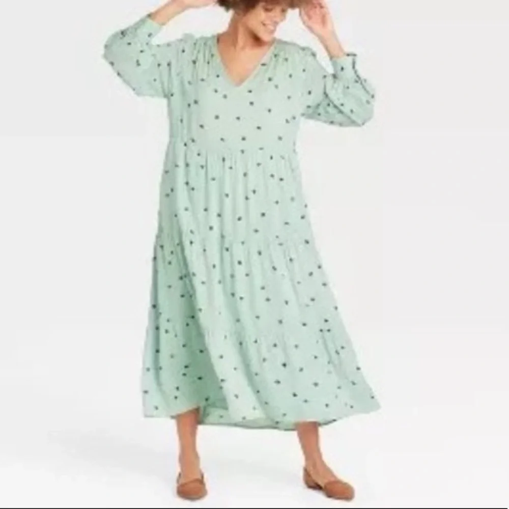 (XL)- A New Day Long Sleeve Tiered Dress